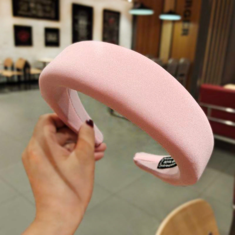 Wholesale Style Candy Color Sponge Flat Wide Edge Milk Silk Headband